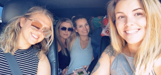 Yana (second from left) en route to the great outdoors with camping buddies.