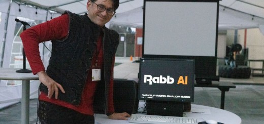 Giulio Fregni and his creation for The Annual 2023: "Rabb-AI" interactive robot rabbi.