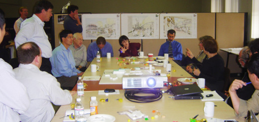 JCC leadership planning the new campus (with dreidels on the table) circa 2007.